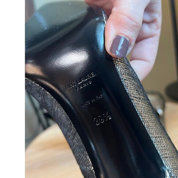 Saint Laurent Anja Silver Metallic Point Toe High Heels Size 39.5 EUC - Picture 8 of 9